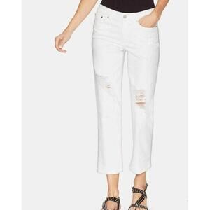 NWT Vince Camuto Cropped White Factory distressed Jeans - White 32/14 adorb